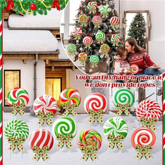 24 Sets Christmas Outdoor Yard Signs Peppermint Candy Corrugated Yard Decor - Picture 5 of 7